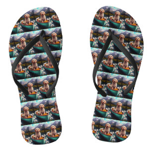 Goldendoodle on a Paddle: A Scenic Adventure Flip Flops