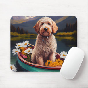 Goldendoodle on a Paddle: A Scenic Adventure Mouse Mat
