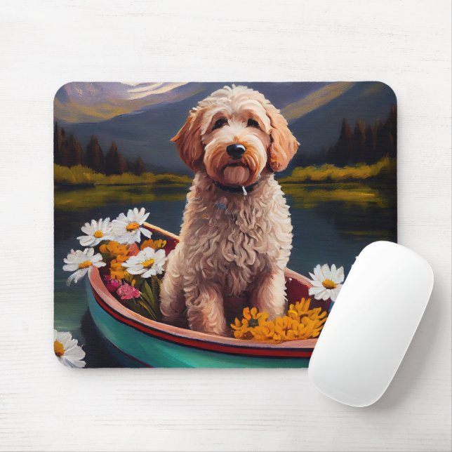 Goldendoodle on a Paddle: A Scenic Adventure Mouse Mat (With Mouse)