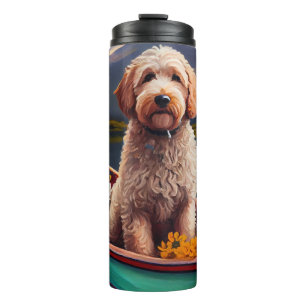 Goldendoodle on a Paddle: A Scenic Adventure Thermal Tumbler