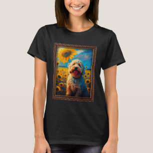 Goldendoodle Painting Sunflower Flower Mum Women F T-Shirt