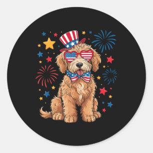 Goldendoodle Patriotic 4th Of July Golden Doodle D Classic Round Sticker