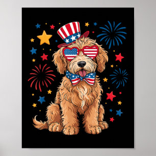 Goldendoodle Patriotic 4th Of July Golden Doodle D Poster