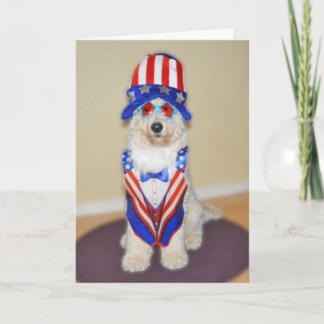 Goldendoodle patriotic card (Front)