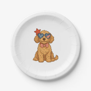 Goldendoodle Patriotic Clipart Paper Plate
