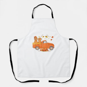 Goldendoodle Pumpkin Truck Fall Leaf Thanksgiving Apron