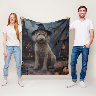 Goldendoodle Pumpkins Halloween Scary Fleece Blanket
