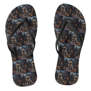 Goldendoodle Pumpkins Halloween Scary Flip Flops