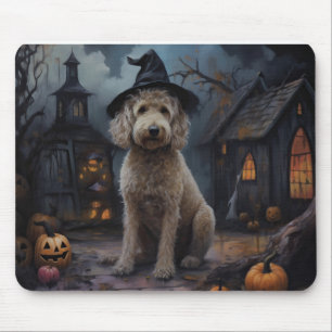 Goldendoodle Pumpkins Halloween Scary Mouse Mat
