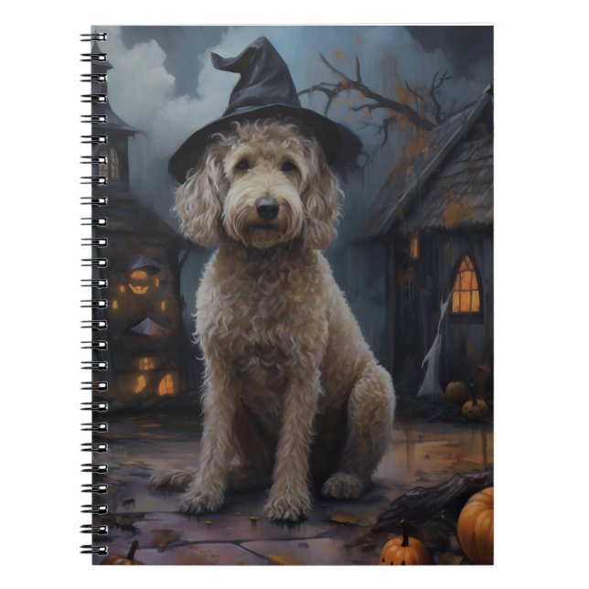 Goldendoodle Pumpkins Halloween Scary Notebook (Front)