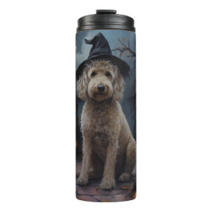 Goldendoodle Pumpkins Halloween Scary Thermal Tumbler