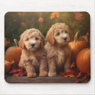 Goldendoodle Puppy Autumn Delight Pumpkin Mouse Mat