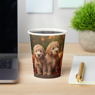 Goldendoodle Puppy Autumn Delight Pumpkin  Paper Cups
