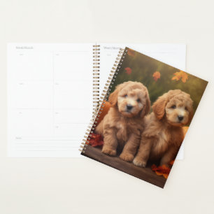 Goldendoodle Puppy Autumn Delight Pumpkin  Planner