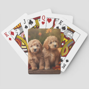 Goldendoodle Puppy Autumn Delight Pumpkin Playing Cards