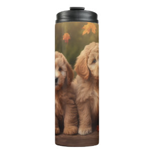 Goldendoodle Puppy Autumn Delight Pumpkin Thermal Tumbler