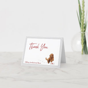 Goldendoodle Puppy Dog Personalize Bone Ribbon Thank You Card