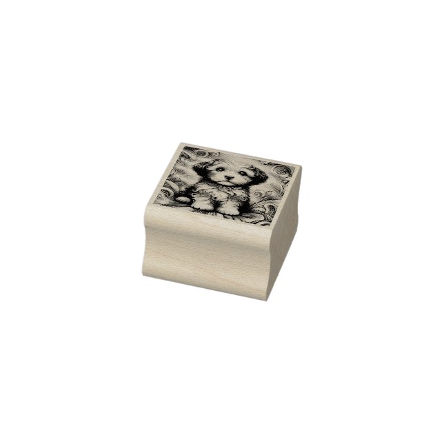 Goldendoodle puppy fun rubber stamp (Stamp)