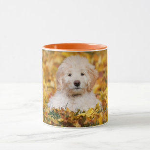 Goldendoodle Puppy In Fall Leaves Mug