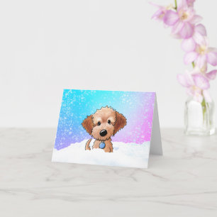 Goldendoodle Puppy In Snow Card