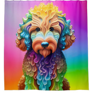 Goldendoodle Puppy Lil Dood Colourful  Shower Curtain