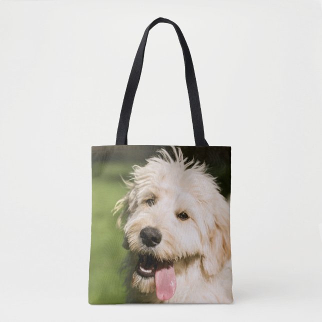 Goldendoodle Puppy Panting Tote Bag (Front)