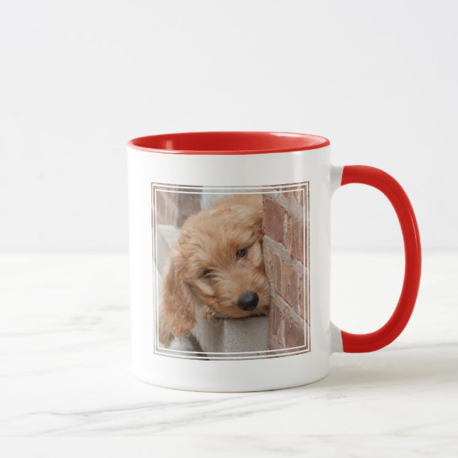Goldendoodle Puppy Peeking Mug (Right)