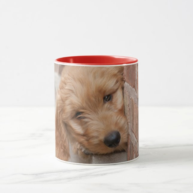 Goldendoodle Puppy Peeking Mug (Center)