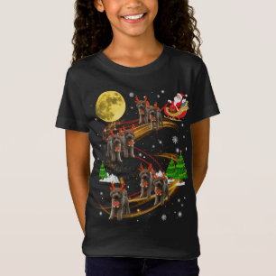 Goldendoodle Reindeer Christmas Dog Riding Santa X T-Shirt