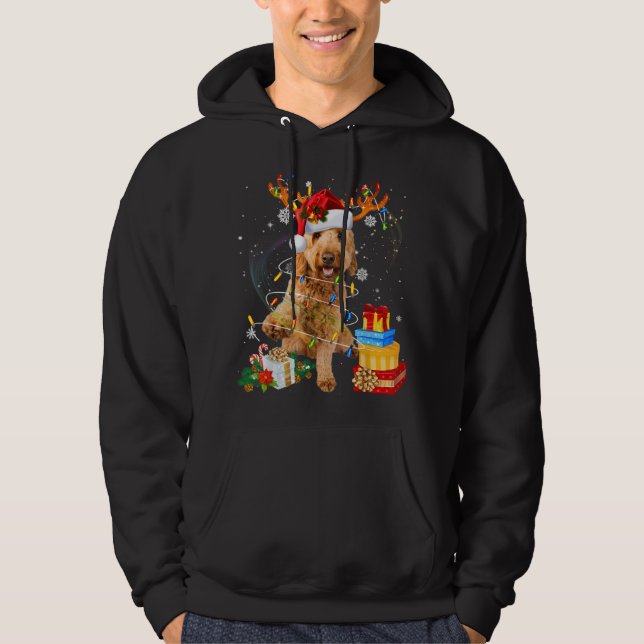 Goldendoodle Reindeer Christmas Lights Funny Dog X Hoodie (Front)