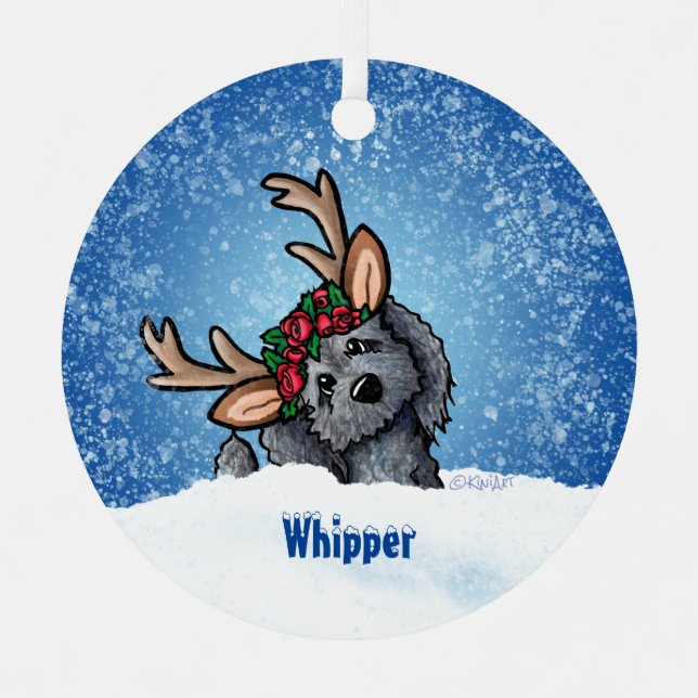 Goldendoodle Reindeer Christmas Metal Tree Decoration (Front)