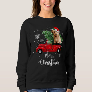 Goldendoodle Ride Red Truck Christmas Pajama Sweatshirt