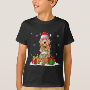 Goldendoodle Santa Christmas Tree Lights Xmas Paja T-Shirt