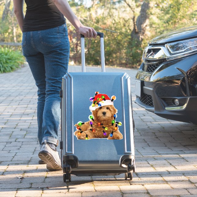 Goldendoodle Santa Dog (Suitcase Insitu)