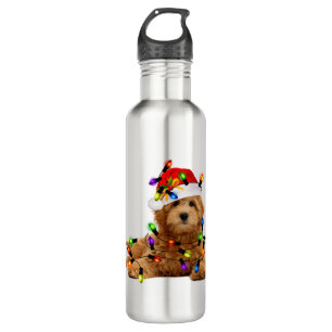 Goldendoodle Santa Dog 710 Ml Water Bottle