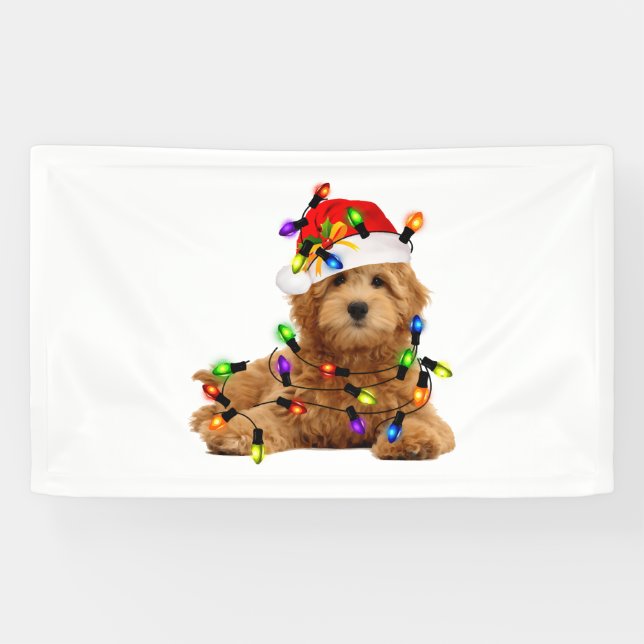 Goldendoodle Santa Dog Banner (Horizontal)
