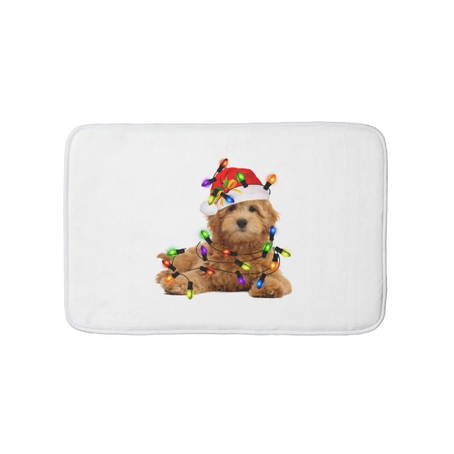 Goldendoodle Santa Dog Bath Mat (Front)