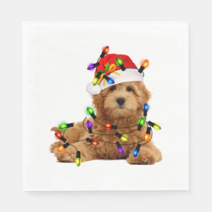 Goldendoodle Santa Dog Napkin