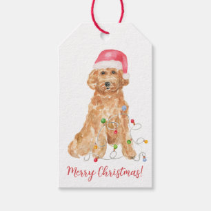 Goldendoodle Santa Gift Tag, Custom Christmas Dog  Tags