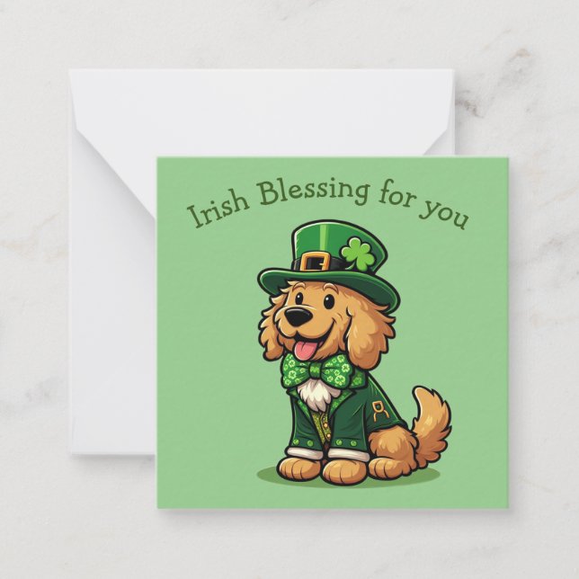 Goldendoodle sharing an Irish Blessing Card (Front)