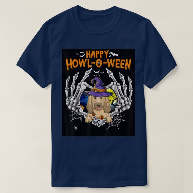 Goldendoodle Skeleton Heart Happy HowlOWeen Costum T-Shirt (Design Front)