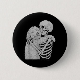 Goldendoodle Skeleton Hug Halloween Dog Lover 6 Cm Round Badge
