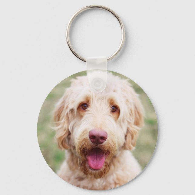 Goldendoodle Smiling Key Ring (Front)
