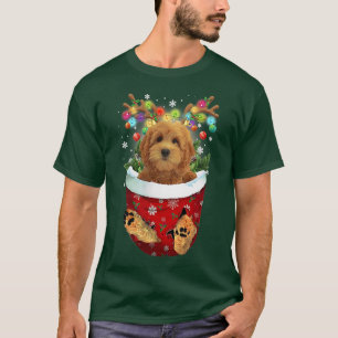 Goldendoodle Snow Pocket Dogs Christmas Pocket T-Shirt
