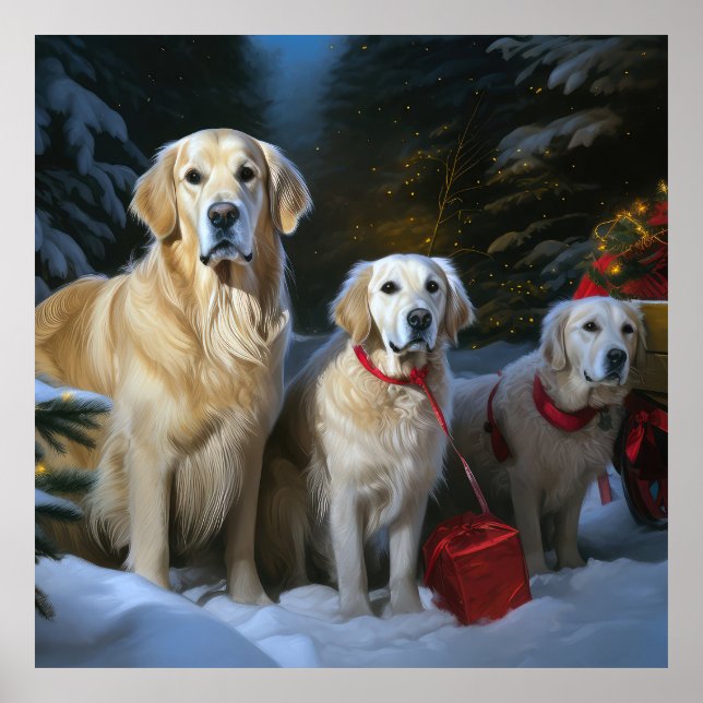 Goldendoodle Snowy Sleigh Christmas Decor (Front)