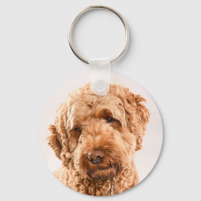 Goldendoodle Studio Portrait Key Ring (Front)
