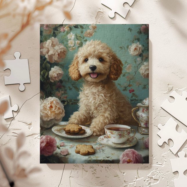 Goldendoodle Tea Party Art Jigsaw Puzzle (Creator Uploaded)