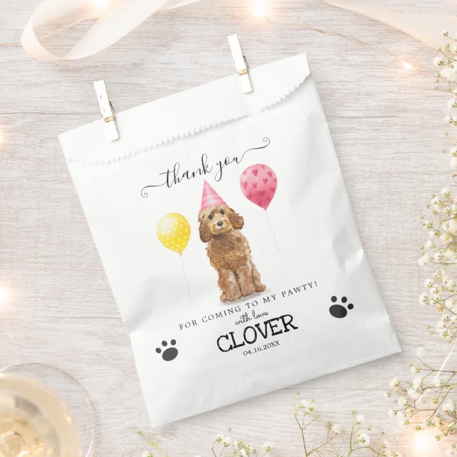 Goldendoodle Thank You Dog Treat Party Favour Bags (Clipped)