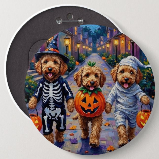 Goldendoodle Trick-or-Treating Halloween Costumes 6 Cm Round Badge (Front & Back)