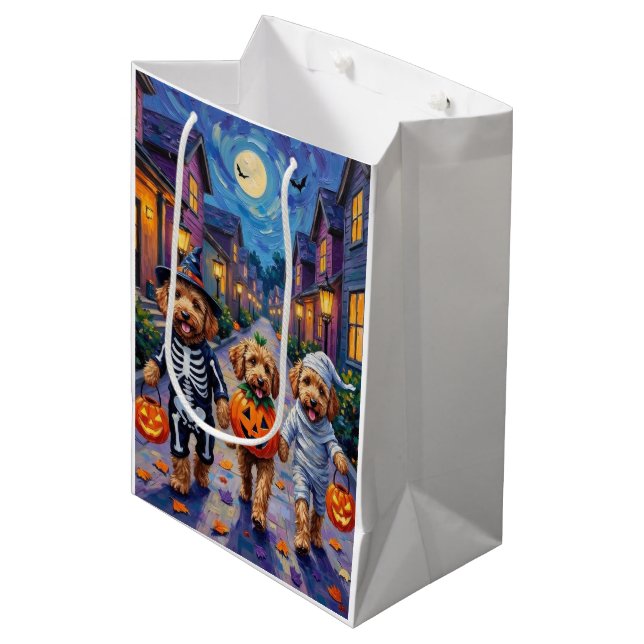 Goldendoodle Trick-or-Treating Halloween Costumes Medium Gift Bag (Front Angled)